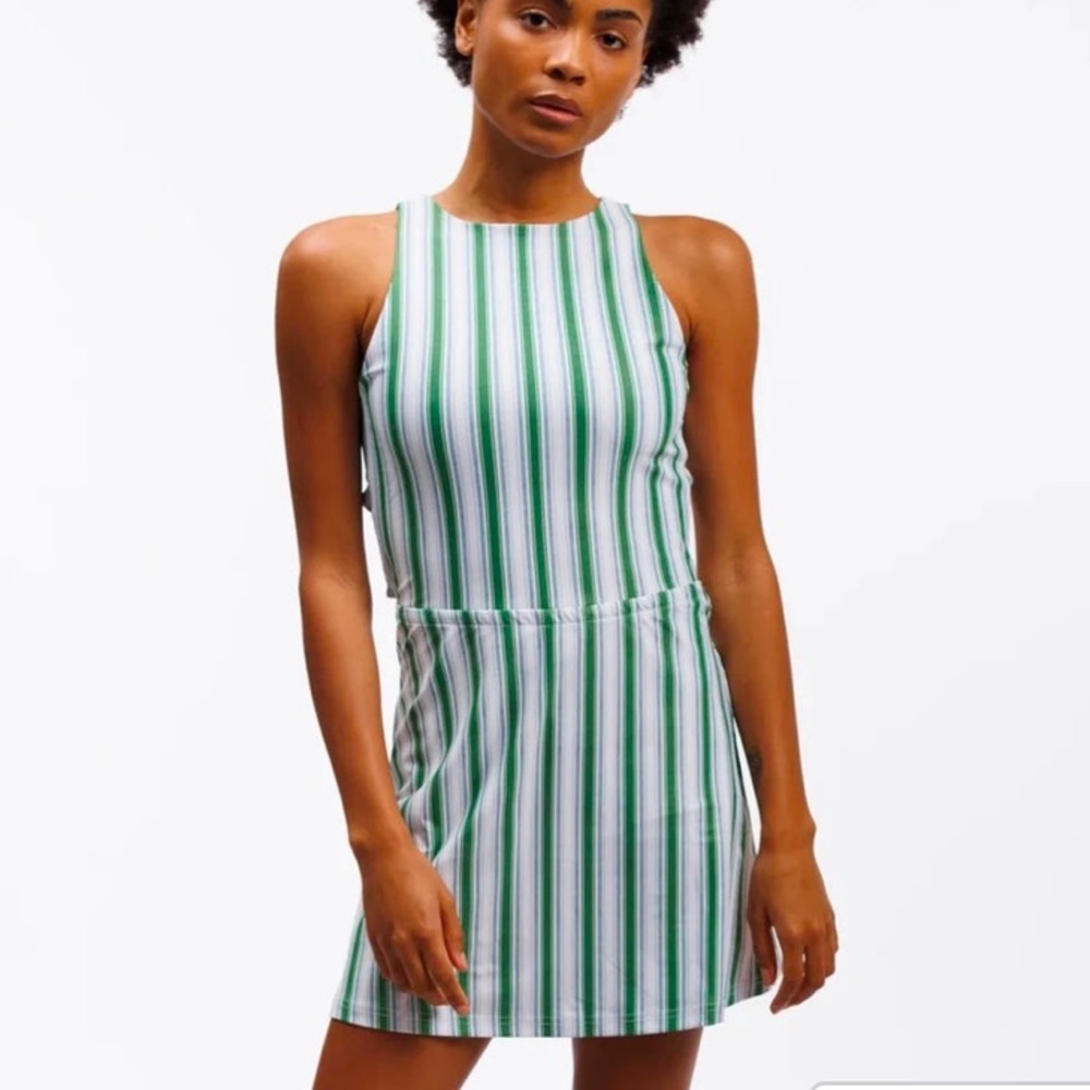 SMITH & QUINN Striped Green and White Tennis / Golf Dress - NWT